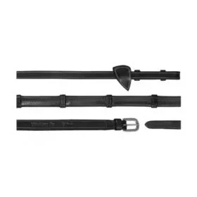 Dy’on Working Collection 1/2 Inch Rubber Reins With Leather Loops - Black