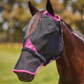 Weatherbeeta Comfitec Deluxe Durable Mesh Mask with Nose - Black - Purple - WeatherBeeta