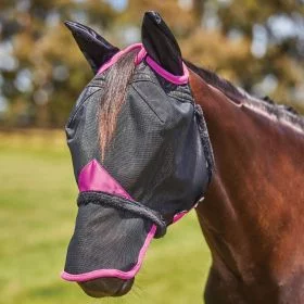 Weatherbeeta Comfitec Deluxe Durable Mesh Mask with Ears and Nose - Black - Purple - WeatherBeeta