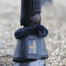 Kentucky Sheepskin Leather Overreach Boots - Black with Black Sheepskin - Kentucky Horsewear
