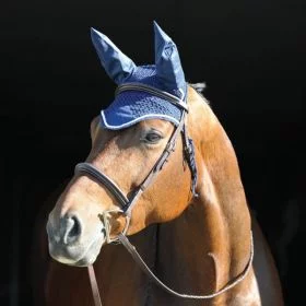 Roma Crochet Fly Veil / Hood  Navy - White