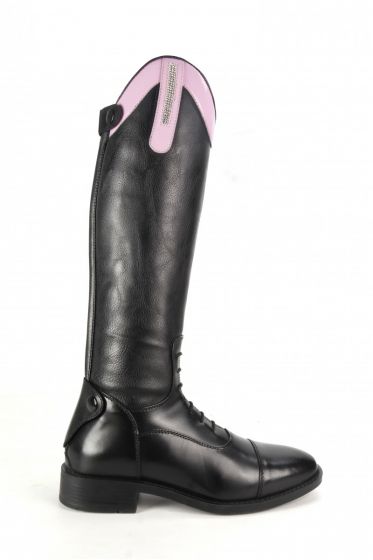 Brogini Como Piccino Patent Top Kids Boots Long Riding Black Pink All Sizes 