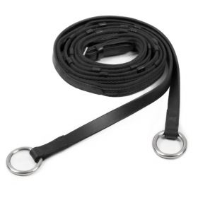 Schockemohle Rubber Curved Grip Reins with Ring Black - Silver - Schockemohle