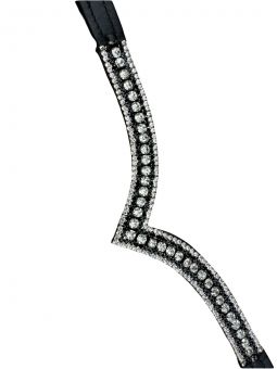 Equipride V Shape Browband Black Clear Crystals - Equipride