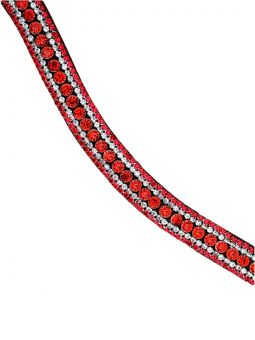 Equipride Curve Shape Red and Clear Crystal Browband - Equipride