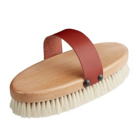 Bitz Body Brush Soft Goat Hair Leather Handle Natural - Bitz