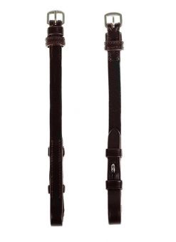 PS of Sweden Cheek Pieces flat with french hooks and selectable cradles™ with Dark Stitches Brown