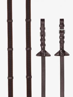 LeMieux Rubber Grip Continental Reins - Havana - Silver