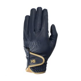 Hy5 Cottenham Elite Riding Gloves-Navy - Gold-X Large - HY