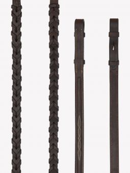 LeMieux Hunter Laced Reins with Stitching - Havana Silver