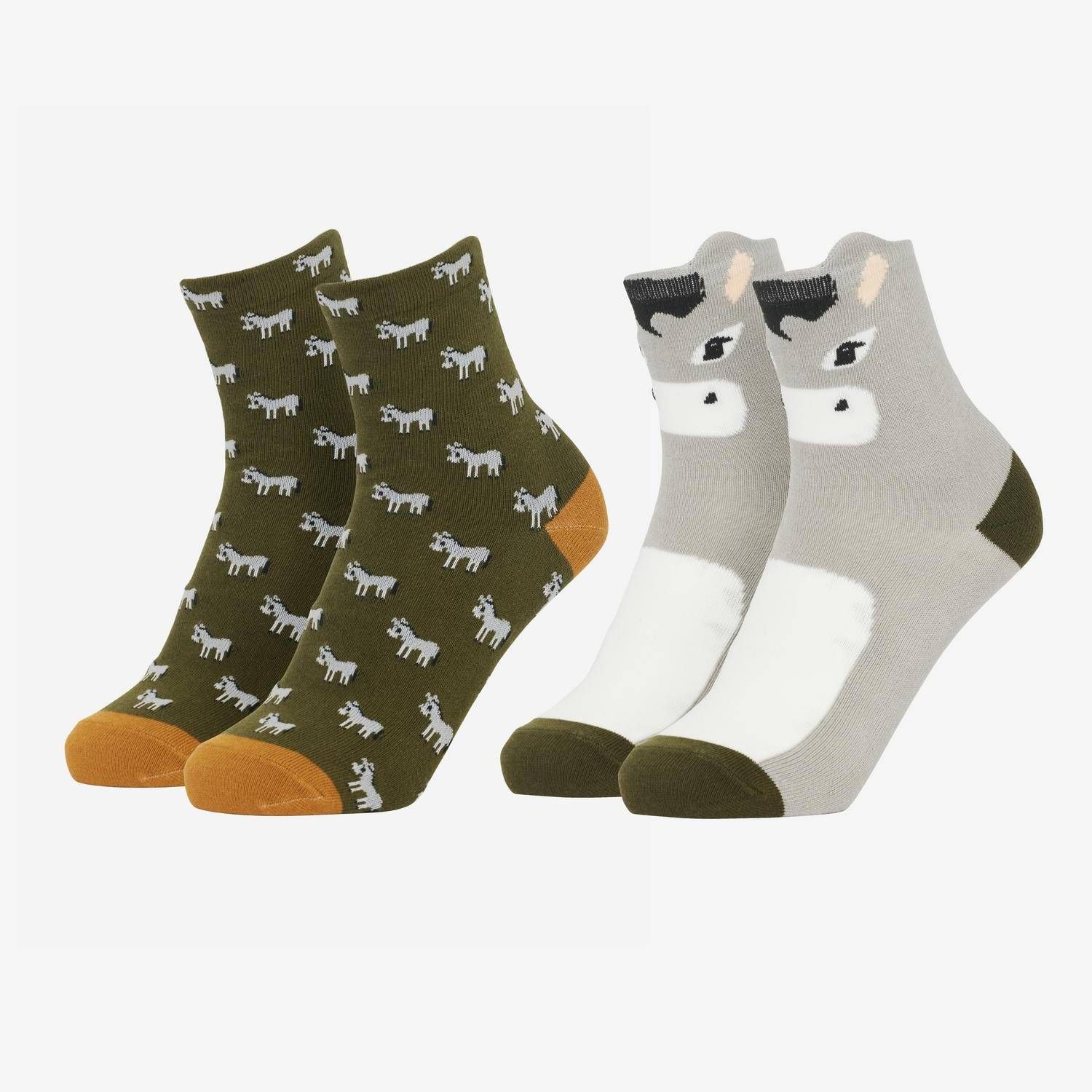 LeMieux Mini Character Socks 2 Pack-Donkey Socks-9-12 Child EU 27-30 - LeMieux