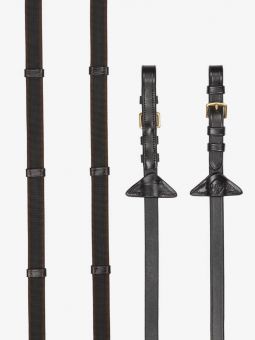LeMieux Rubber Grip Continental Reins - Brown - Brass