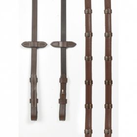 John Whitaker 9 Loop Rubber Reins with Billet - Havana