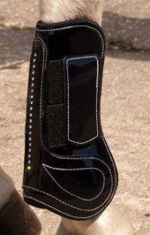 Rhinegold Patent/Crystal Tendon & Fetlock Boot Set Black -  Rhinegold