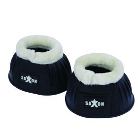 Saxon Fleece Trim Rubber Bell Boots - Black