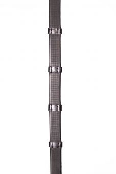 Henry James Smooth Eventer Hybrid Rubber Reins with Leather Stoppers- Black