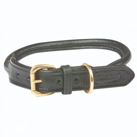 Weatherbeeta Rolled Leather Dog Collar-Black-Extra Small Clearance - WeatherBeeta