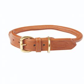 Weatherbeeta Rolled Leather Dog Collar-Tan-XXLarge Clearance - WeatherBeeta