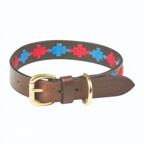 Weatherbeeta Polo Dog Collar-Beaufort/Brown/Pink/Blue-XLarge Clearance - WeatherBeeta