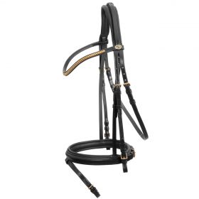 Schockemohle Classic Line Colombo Flash Bridle Black with Brass - Schockemohle