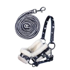 HKM Hobby Horse Headcollar and Leadrope - Navy with Stars