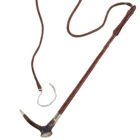 Fleck Hunting Whip Braided Leather Covered with Staghorn and 150cm Lash - Fleck