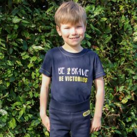 Be Brave T-Shirt by Little Knight - Navy Yellow