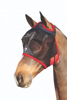 Hy Equestrian Mesh Half Mask without Ears-Black/Red-Cob -  HY