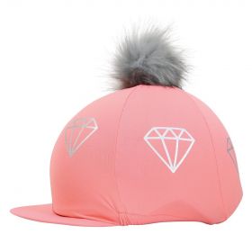 Hy Equestrian Diamonds Hat Cover Coral/Grey - HY