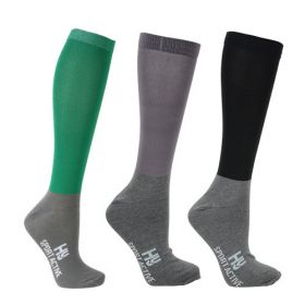 Hy Sport Active Riding Socks (Pack of 3) -Aegean Green/Pencil Point Grey/Black	 - HY
