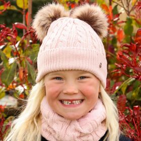 Hy Equestrian Morzine Children's Hat and Snood Set - Pink -  HY