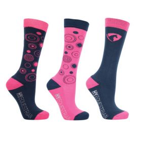 Hy Equestrian DynaMizs Ecliptic Socks - Navy Pink -  HY