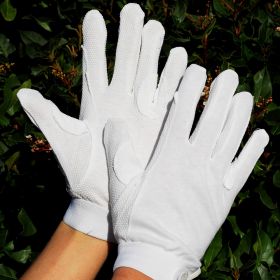 Rhinegold Cotton Pimple Palm Gloves White -  Rhinegold