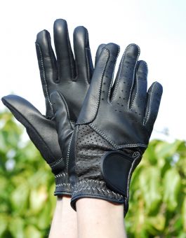 Rhinegold Leather Riding Gloves Black -  Rhinegold