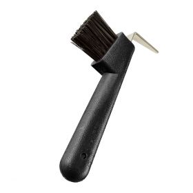 Bitz Hoof Pick Plastic Handle with Brush - Black