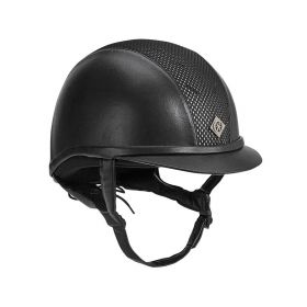 Charles Owen AYR8 Leather Look Riding Hat Childs Sizes 52-55cm Black - Silver