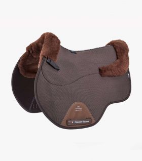 Premier Equine Close Contact Airtechnology Shockproof Wool Saddle Pad - GP/Jump Square Brown/Brown Wool