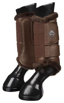LeMieux Fleece Lined Brushing Boots Pair Brown