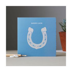 Deckled Edge Colour Block Pony Card - Good Luck - Horseshoe
