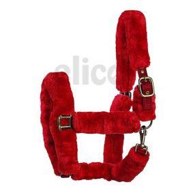 Elico Kingston Headcollars - Red with Red Fur Covering