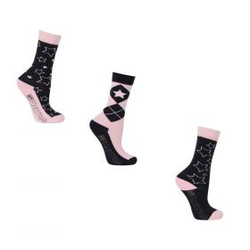 Hy Equestrian Stella Children's Socks (3 pack) - Grey Pink