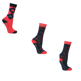 Hy Equestrian Stella Children's Socks (3 pack) - Navy Red