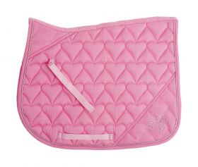 HySpeed Diamante All Purpose Saddle Cloth with Hearts Pink - Silver
