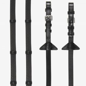 LeMieux Soft Rubber Reins with Stoppers - Black - Silver