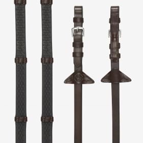 LeMieux Soft Rubber Reins with Stoppers - Havana - Silver