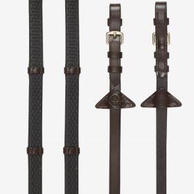 LeMieux Soft Rubber Reins with Stoppers - Havana - Brass