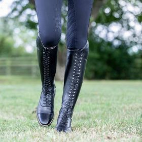 Premier Equine Maurizia Ladies Lace Front Tall Leather Riding Boots - Black