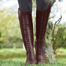 Premier Equine Maurizia Ladies Lace Front Tall Leather Riding Boots - Brown
