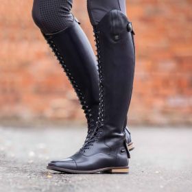Premier Equine Maurizia Ladies Lace Front Tall Leather Riding Boots - Navy