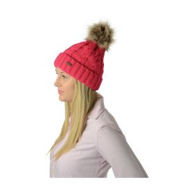 HyFASHION Melrose Cable Knit Bobble Hat Raspberry -  HY
